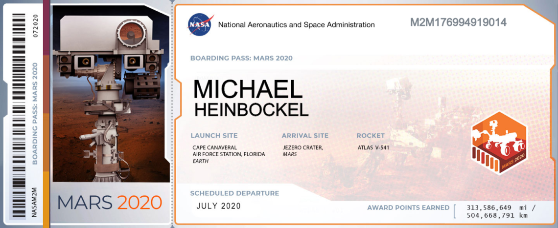 Mars boarding pass