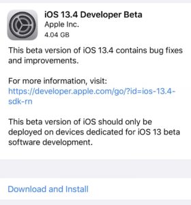iOS 13.4 beta 1