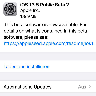Apple veröffentlicht iOS 13.5 Beta 2 und 3