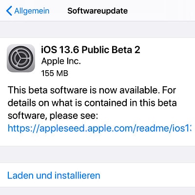 Apple veröffentlicht iOS 13.6 Beta 2