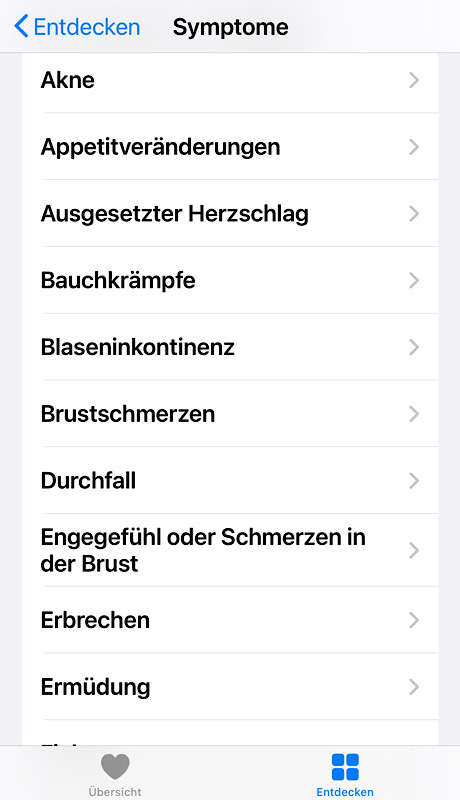 Health Symptome - iOS 13.6