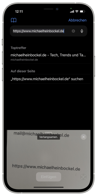 iOS Text von Kamera