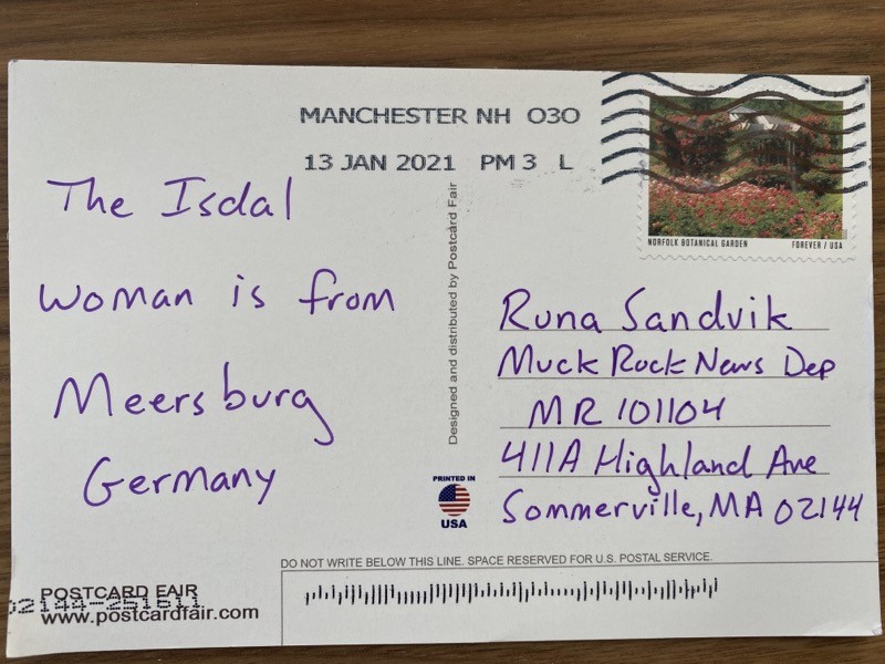 Postkarte Isdal-Frau Rückseite