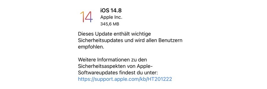 Apple veröffentlicht iOS 14.8 und iPadOS 14.8 und schließt Sicherheitslücke