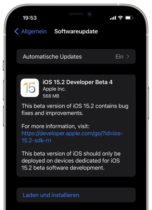 Apple veröffentlicht iOS 15.2 Beta 4 und iPadOS 15.2 Beta 4