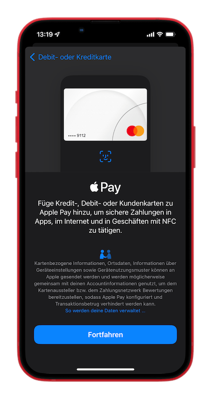 Apple Pay Kreditkarte einrichten